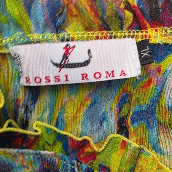 Rossi Roma Women's Slinky Watercolor Floral Print‎ Tunic Top Size XL Multicolor - Picture 6 of 7